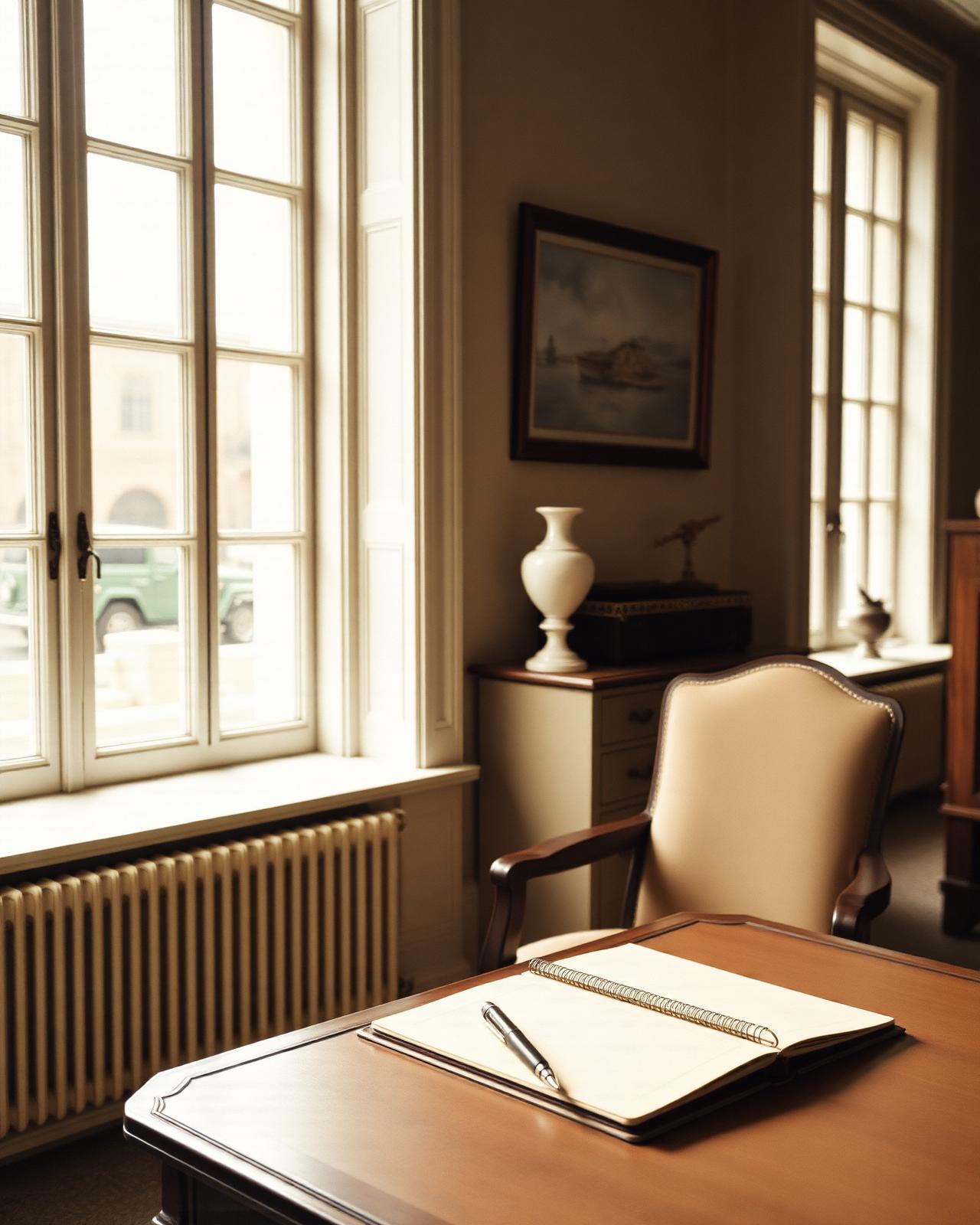 A quiet writing desk in soft natural light